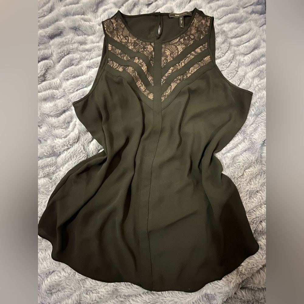 BCBGMaxAzria Black Lace Detail Blouse